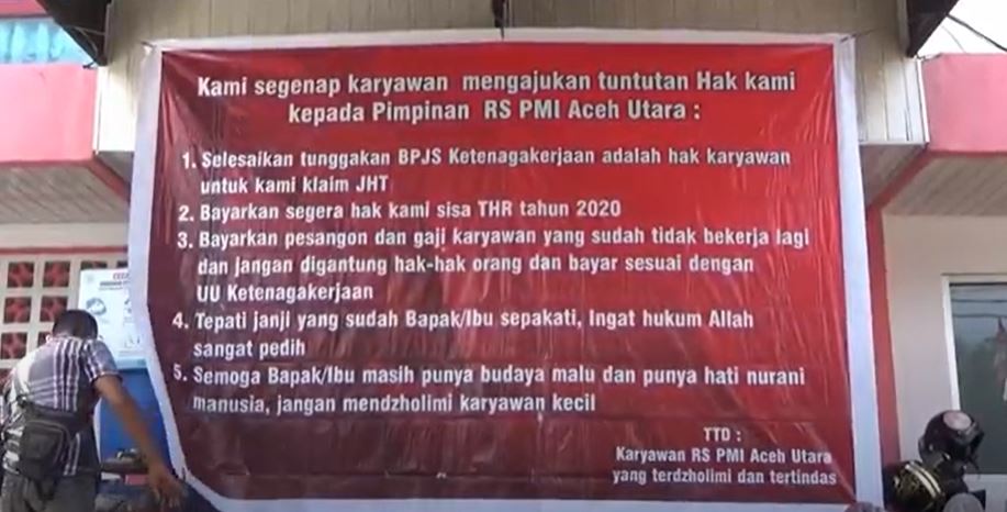 Karyawan RS PMI Aceh Utara Gelar Aksi Protes Tuntut Pembayaran Gaji