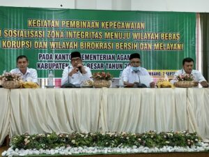 Lakukan Pembinaan Pegawai, Kemenag Aceh Besar sosialisasi Zona Integritas