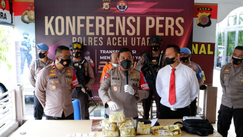 Polres Aceh Utara Amankan Sabu Seberat 6 Kilogram, 1 Orang Kurir Ditangkap