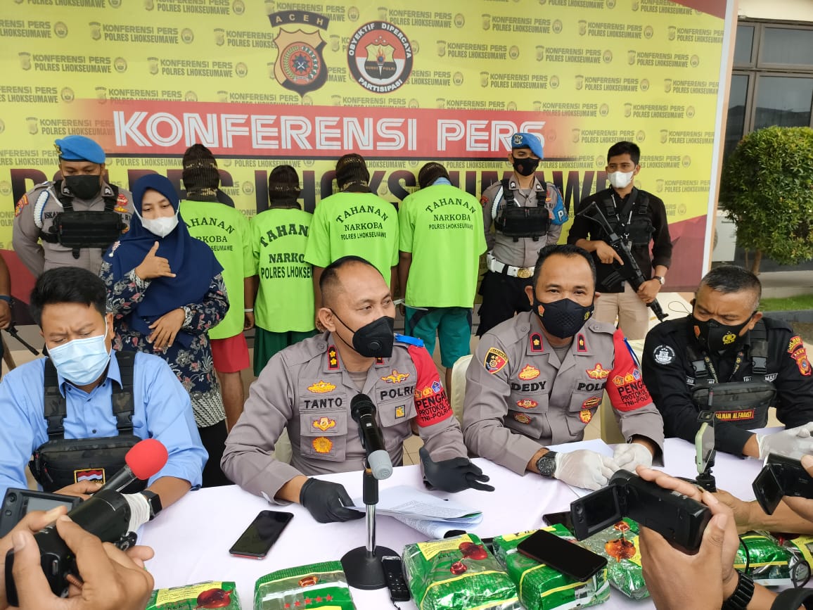Empat Kurir dan 9 Kilogram Sabu Diamankan Polisi di Lhokseumawe