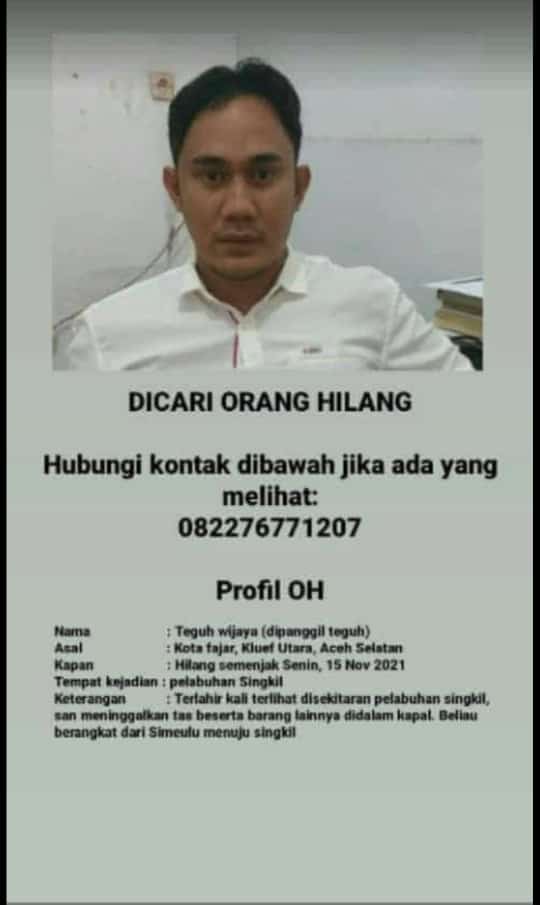 Seorang PNS di BKD Simeulue Dikabarkan Hilang
