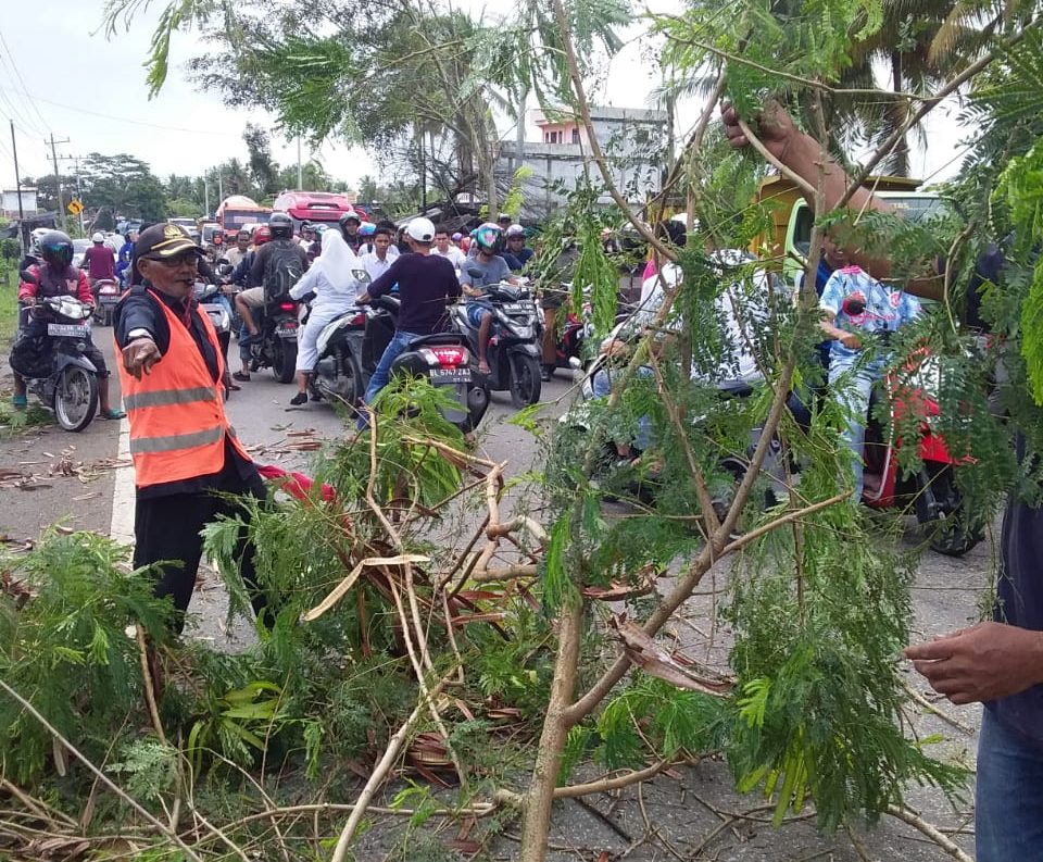 DLHK Aceh Utara Angkut 104 Ton Sampah dan Bersihkan Pohon Tumbang di Jalan Lintas