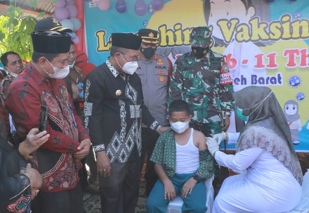 Vaksinasi Anak Mulai Dilaksanakan di Aceh Barat, Bupati Ramli MS Berikan Apresiasi