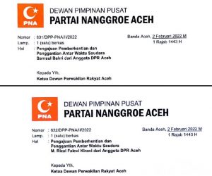DPP PNA PAW Samsul Bahri dan M. Rizal Falevi Kirani Dari Anggota DPRA