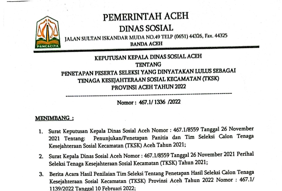 Dinsos Aceh Berikan Penjelasan Soal TKSK Tidak Sesuai Alamat Domisili di Aceh Utara