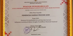 Aceh Raih Penghargaan Kemenkumham RI