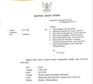 Bupati Undang Salat Id, Pejabat Aceh Utara Langgar Aturan Mobil Dinas?
