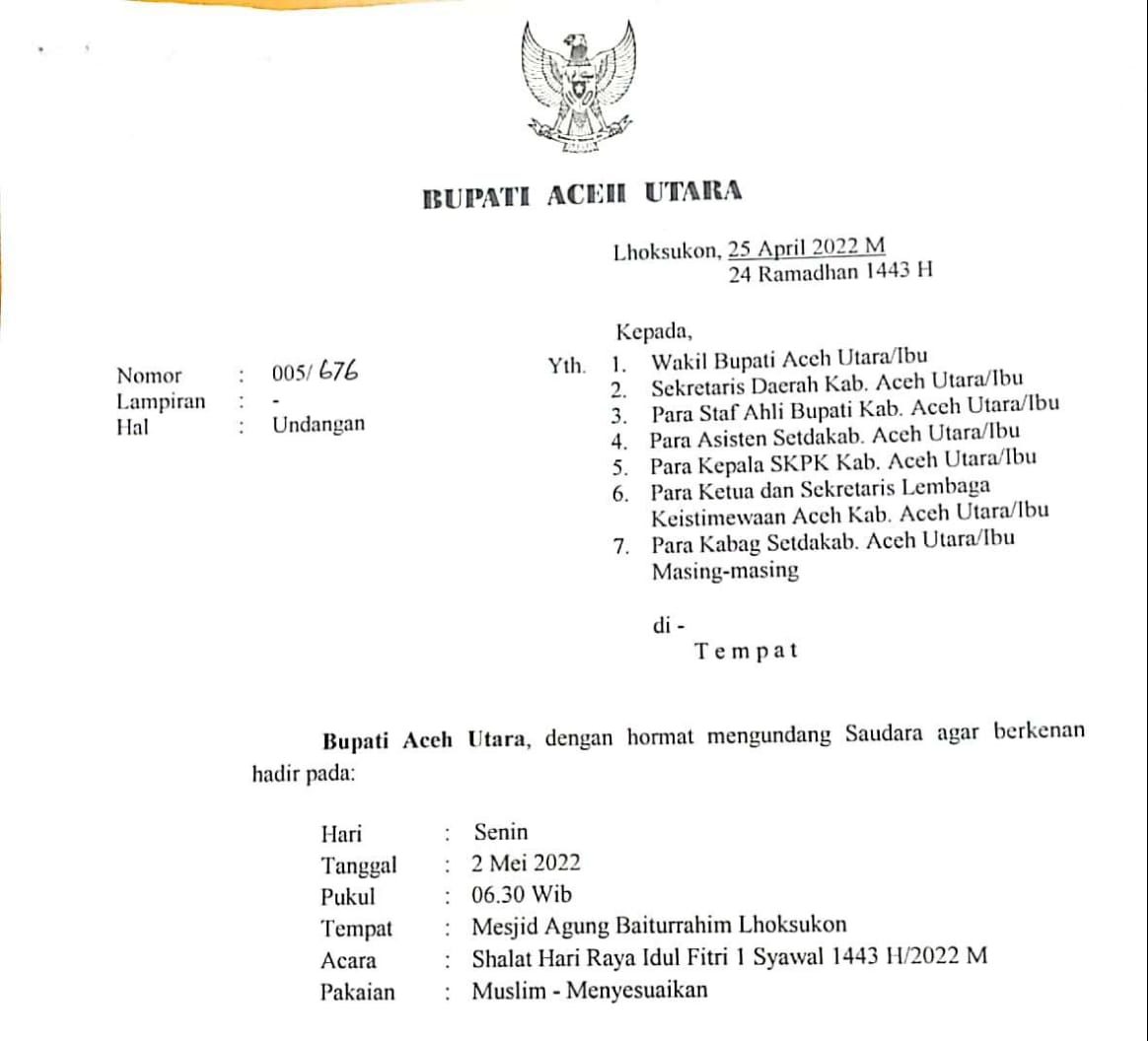 Bupati Undang Salat Id, Pejabat Aceh Utara Langgar Aturan Mobil Dinas?