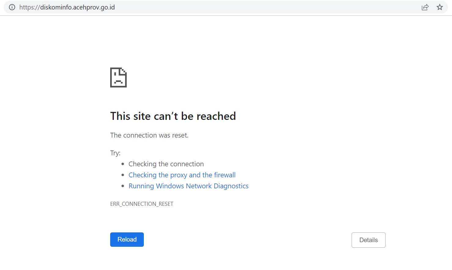 Website Diskominsa Aceh Down, Kadis Sebut Sedang Ada Pemeliharaan