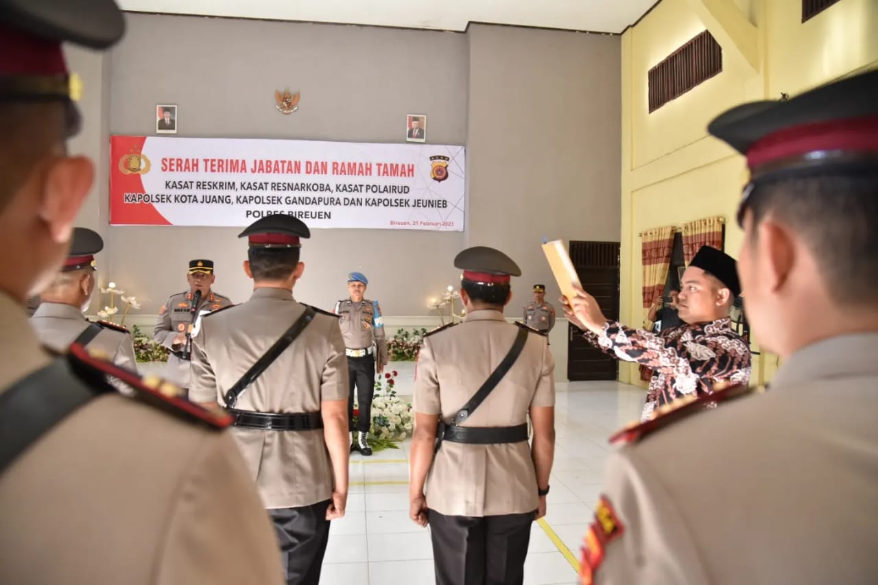 Tiga Kasat dan Tiga Kapolsek di Jajaran Polres Bireuen Diserahterimakan