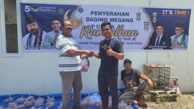Sambut Ramadhan, DPD NasDem Aceh Utara Bagikan Daging Meugang dan Sirup