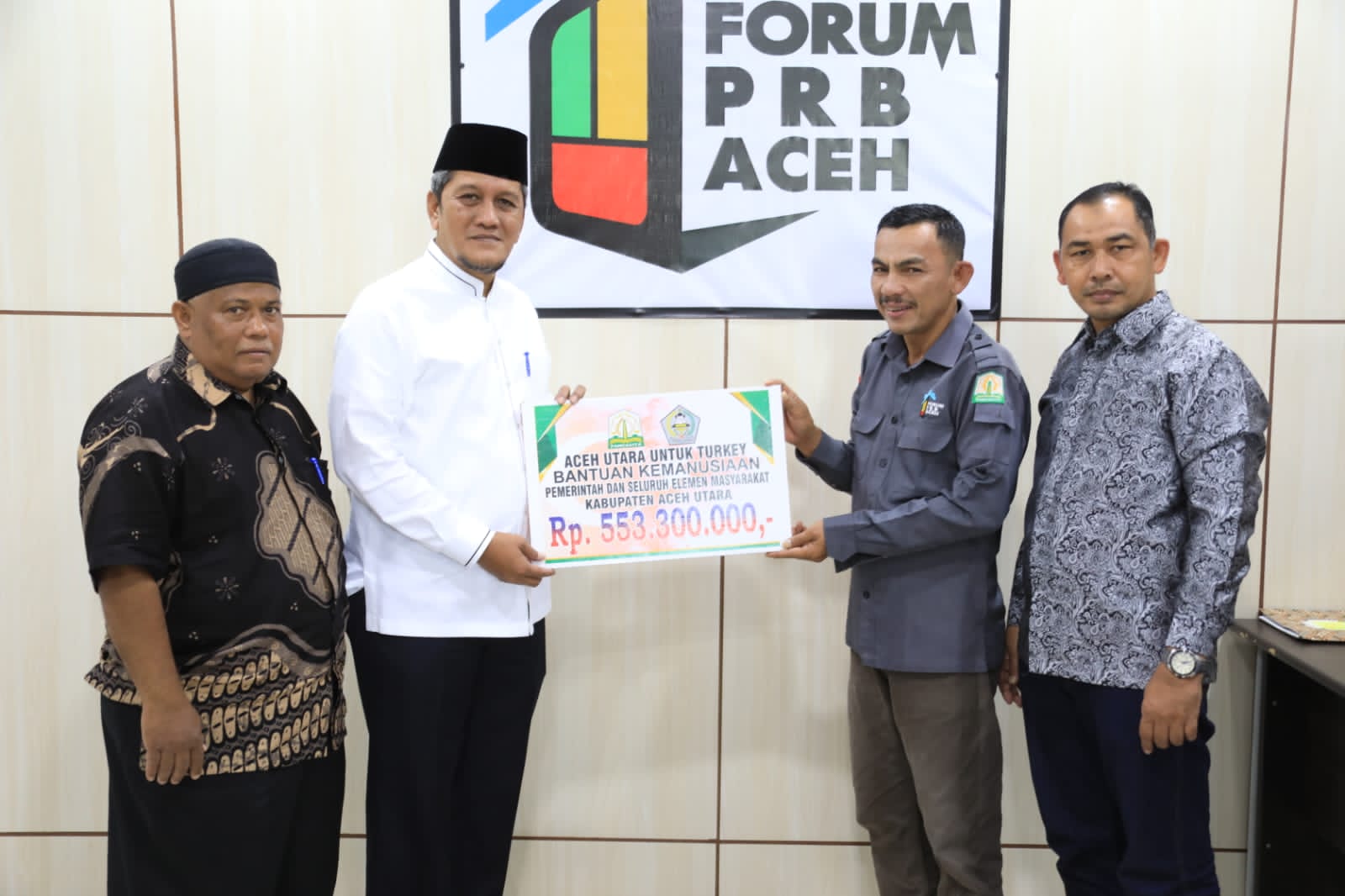 Pemkab Aceh Utara Serahkan Sumbangan untuk Gempa Turki Rp 553 Juta
