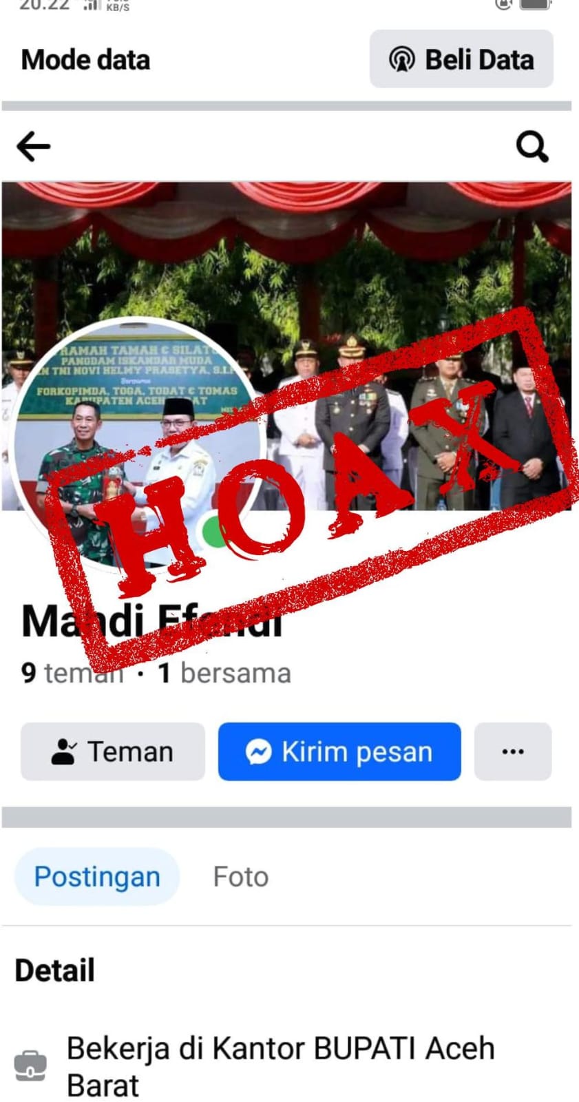 Pelaku Modus Penipuan Atasnamakan Pj Bupati Aceh Barat Kembali Beraksi