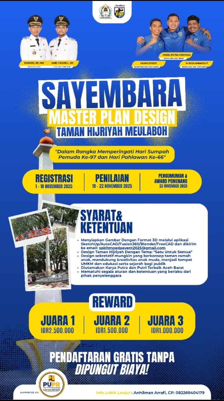 DPD KNPI Aceh Barat Gelar Sayembara Master Plan Desain Taman Hijriah Meulaboh