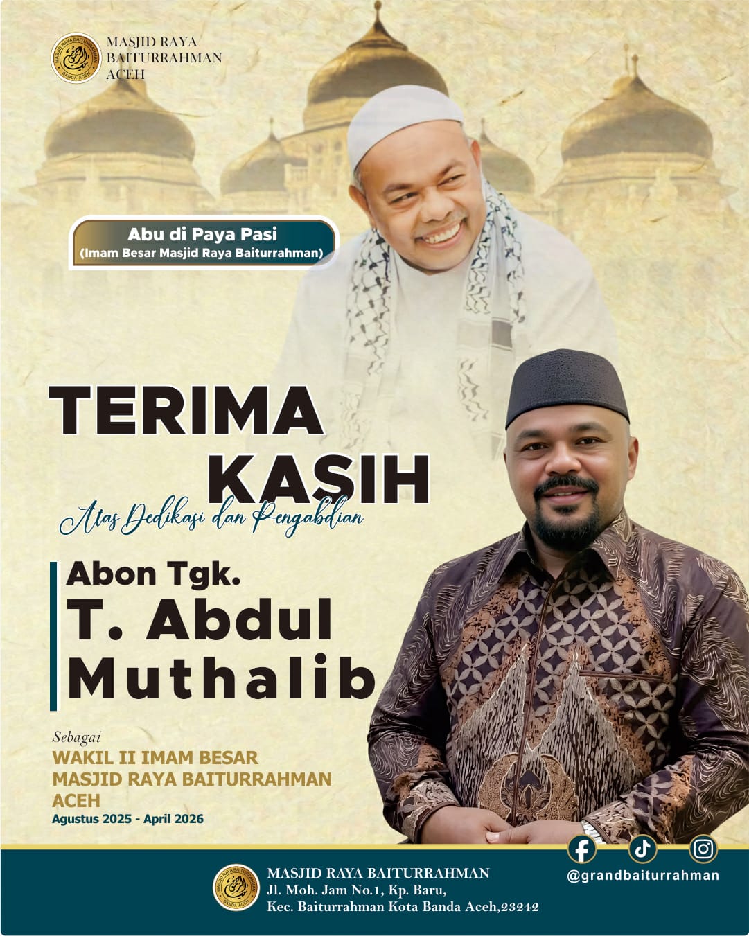 Gubernur Aceh Mencabut SK Abon Muthalib dari Wakil Imam Besar Masjid Raya Baiturrahman
