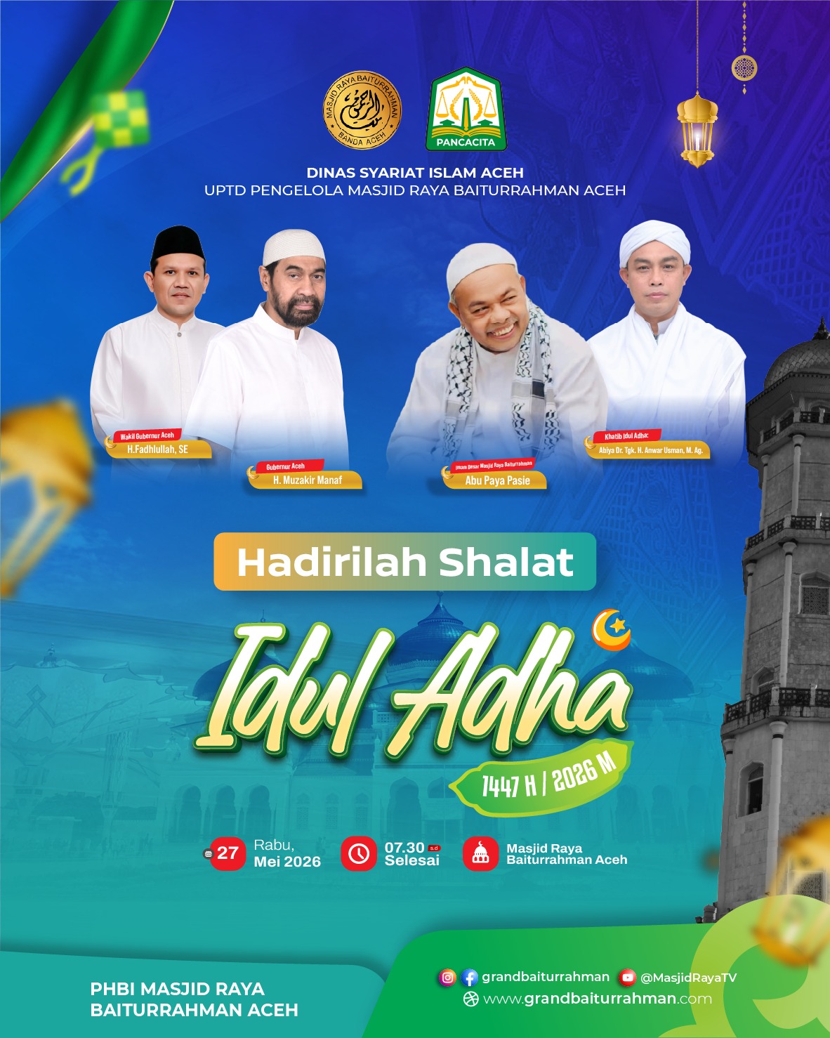 Abiya Kuta Krueng Akan Isi Khutbah Idul Adha 2026 di Masjid Raya Baiturrahman Aceh