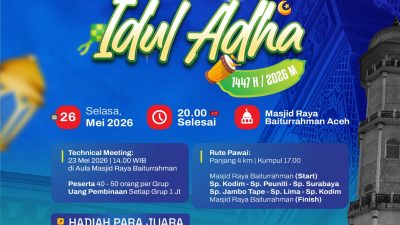 Meriahkan Malam Idul Adha 1447 H, Masjid Raya Baiturrahman Aceh Akan Gelar Pawai Takbir Keliling Kota Banda Aceh