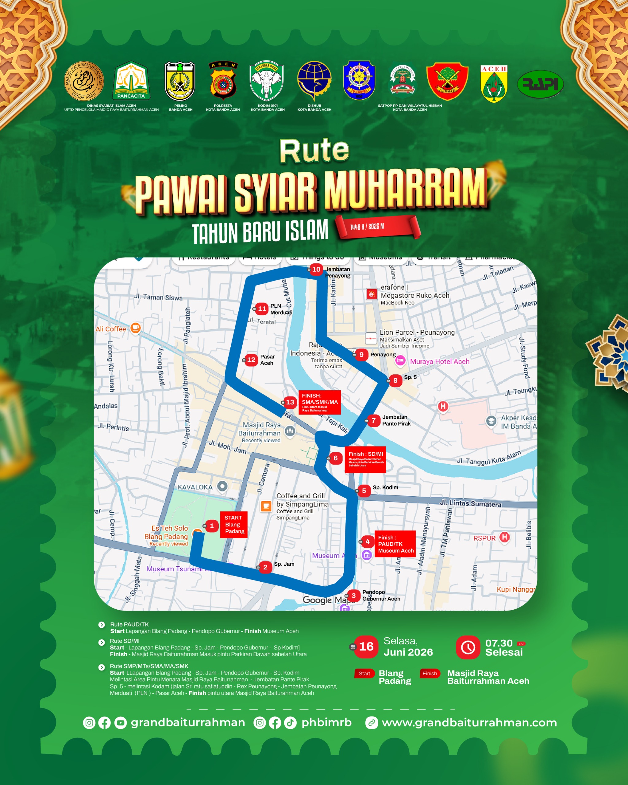 Ribuan Pelajar Ramaikan Pawai Syiar 1 Muharram 1448 Hijriah di Banda Aceh Besok, Simak Rute Lengkapnya
